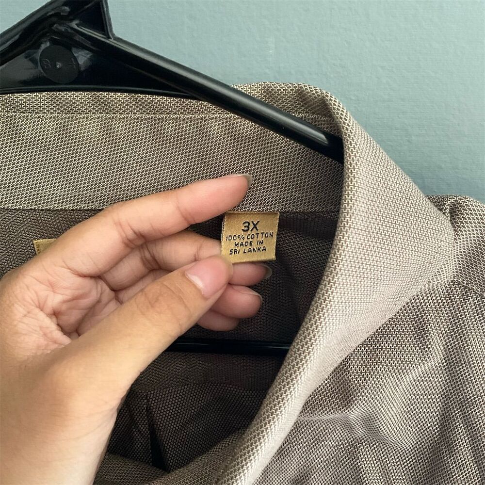 Roundtree & York Men‎ 3XL Brown Long Sleeve Button-Up Shirt Non-Iron Classic Fit - Picture 4 of 4